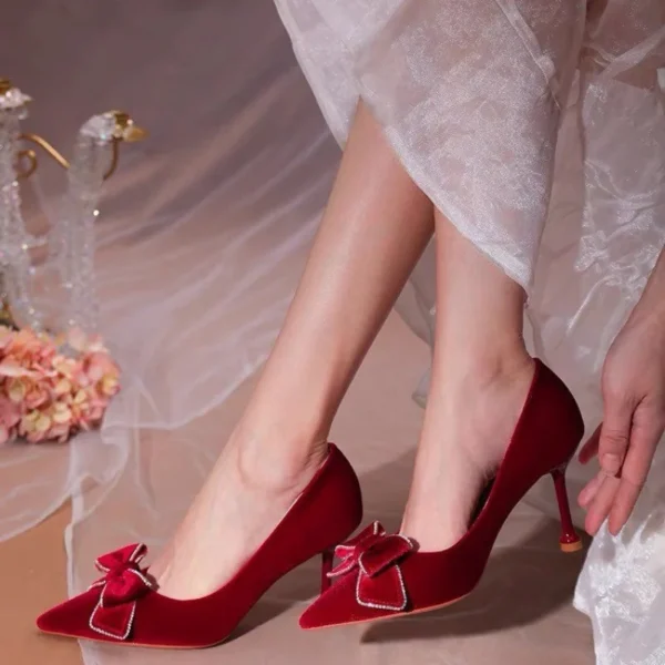 High Heels Women Wine Red - Image 2