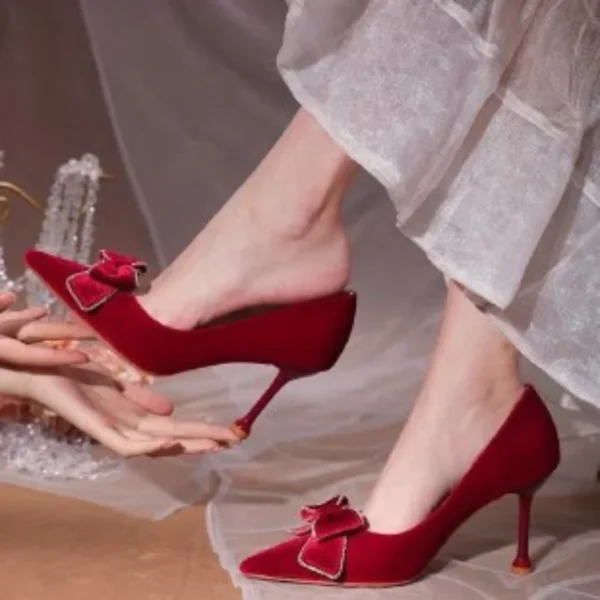 High Heels Women Wine Red - Image 3