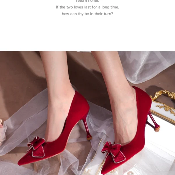 High Heels Women Wine Red - Image 5
