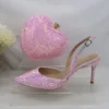 Heart Pink Wedding Shoes and bag