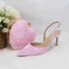 Heart Pink Wedding Shoes and bag - Image 3