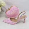 Heart Pink Wedding Shoes and bag - Image 4