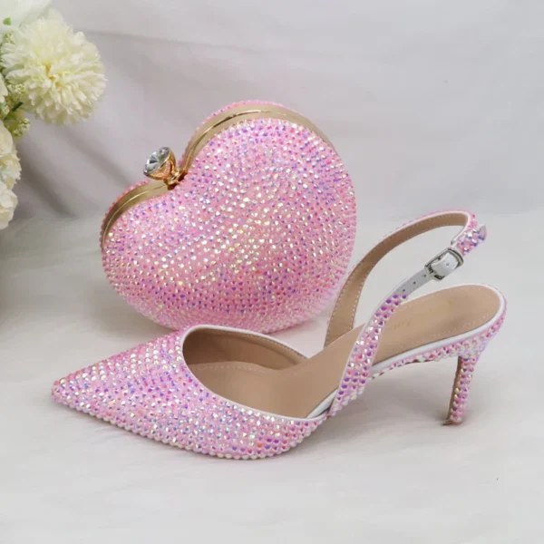 Heart Pink Wedding Shoes and bag - Image 4