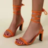 Fashion Orange Ankle Cross Strap Sandals