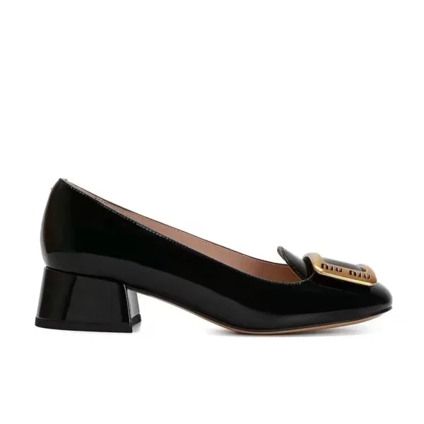 Single Shoe Square Button Thick Heels - Image 5