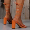 White Sandals Leather Cross-Tied High Heels - Image 3