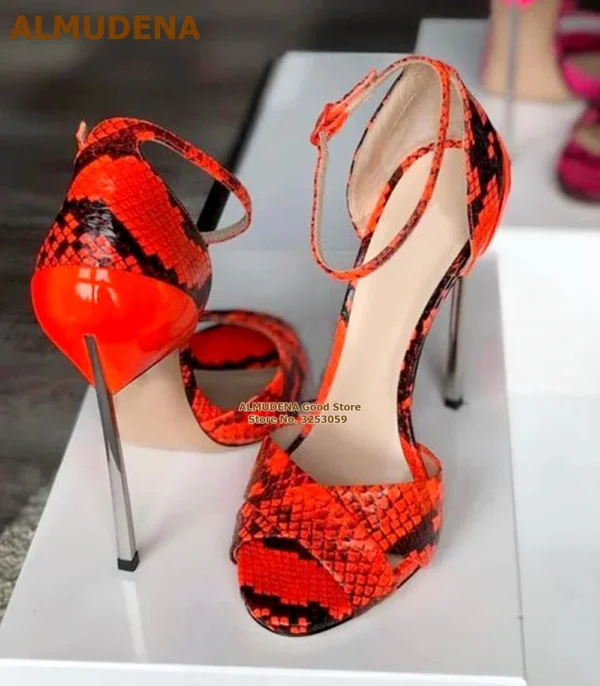 Silver Metal Blade Heel Sandals - Image 2