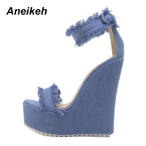 Blue Designer Denim Sandals - Image 3