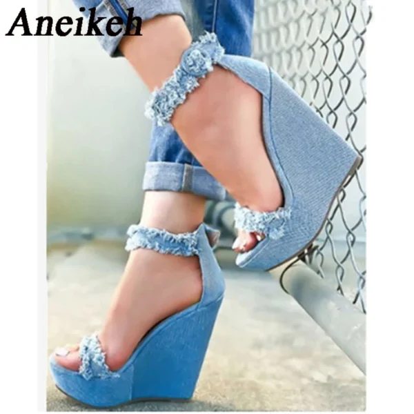 Blue Designer Denim Sandals
