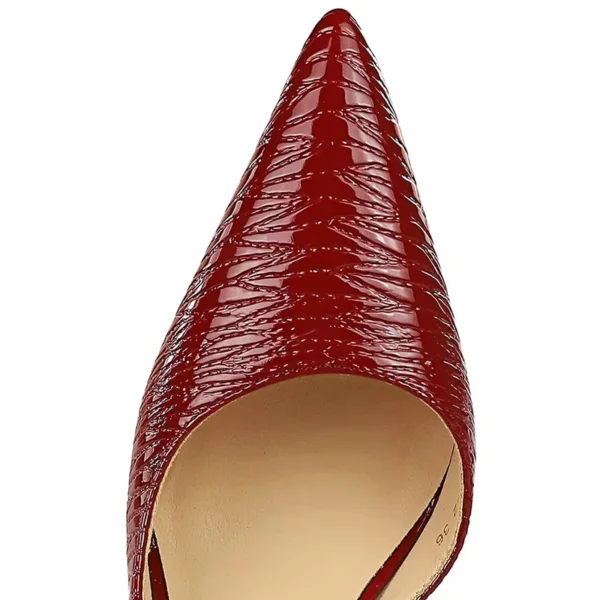Female Leather Wine Red Shoes - Image 4