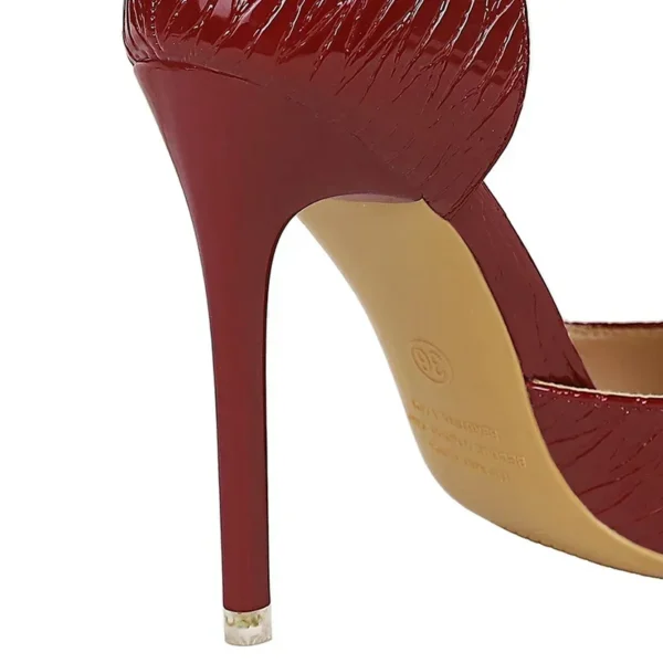 Female Leather Wine Red Shoes - Image 5