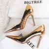 Metal Stone Pattern Woman Pumps