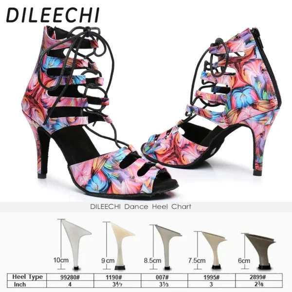 Pink Flower Print Leather Shoes - Image 3