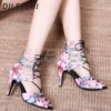 Pink Flower Print Leather Shoes - Image 5