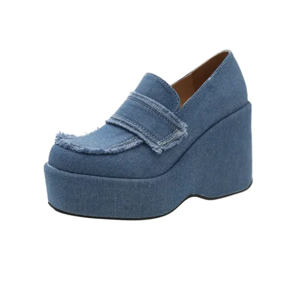 Denim Wedges Shoes,Women Platform Pumps - Image 6