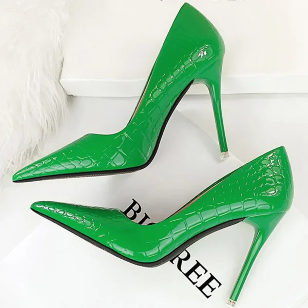 Fashion Women 10.5cm Green High Heels Pumps - Image 2
