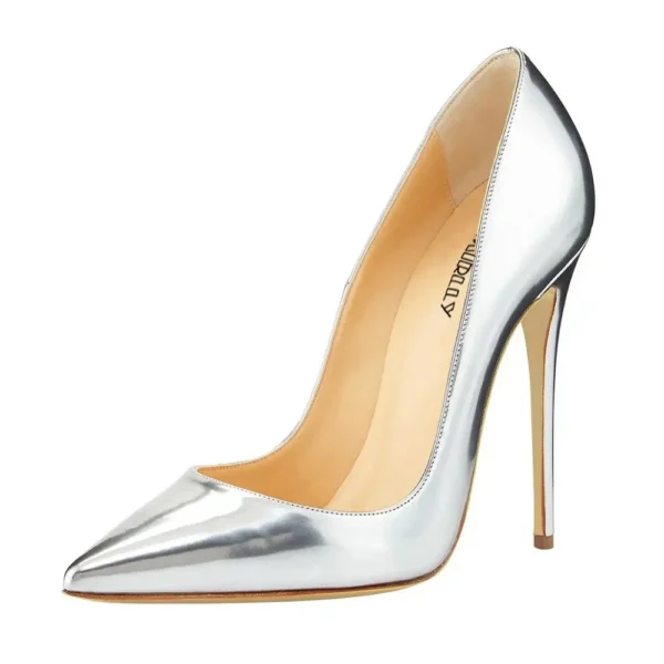Metallic Mirror In Silver Light Gold Pumps - Image 2