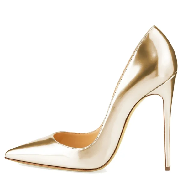 Metallic Mirror In Silver Light Gold Pumps - Image 3