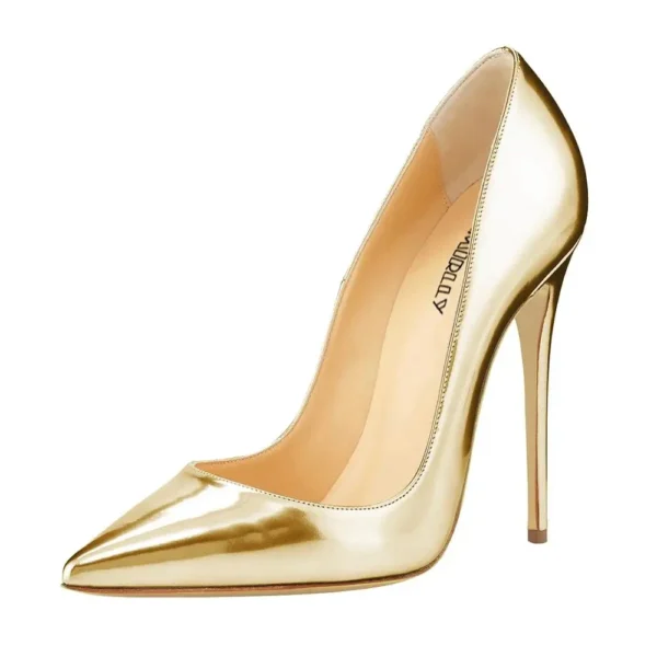 Metallic Mirror In Silver Light Gold Pumps - Image 4