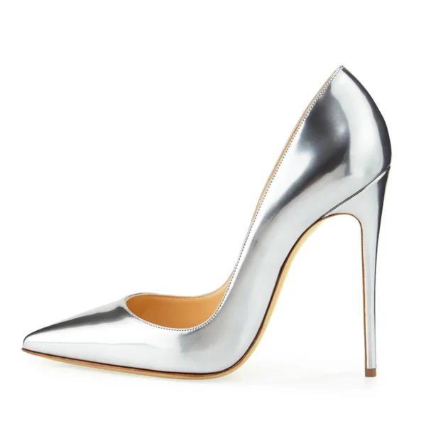 Metallic Mirror In Silver Light Gold Pumps - Image 6