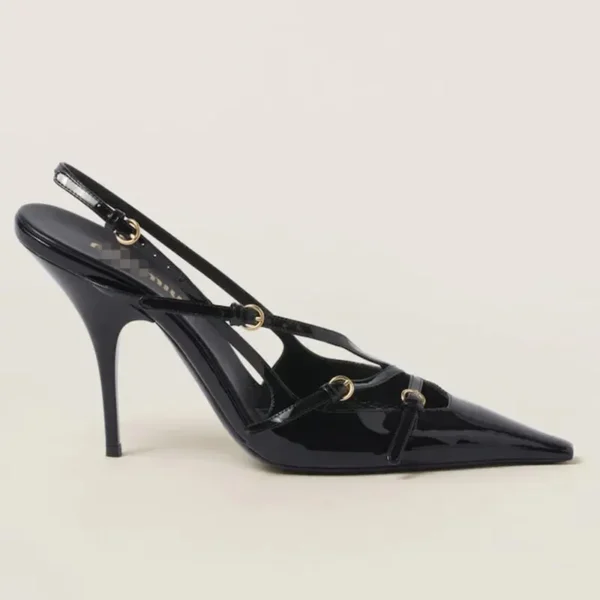 Fashionable Elegant Wine Red One-strap Thin Heel Sandals - Image 3