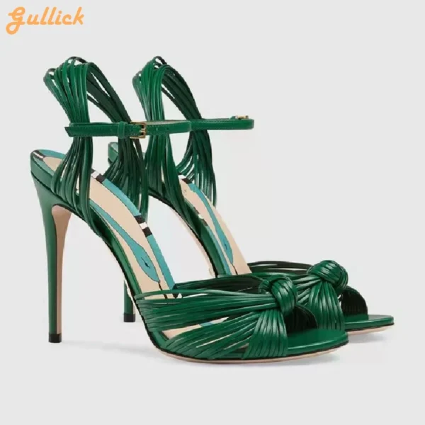 Gold Cross Knot Open Toe Sandals - Image 3