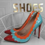 Leather Mixed Color Pointed Toe Pumps