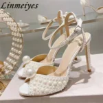 Luxury All Pearl High Heel Gladiator Sandals