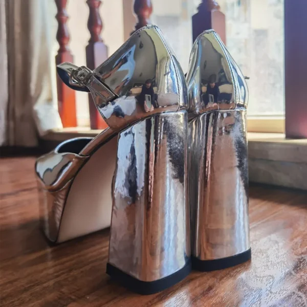 Fashion Pumps Square Head Thick Bottom Thick Heels - Image 2