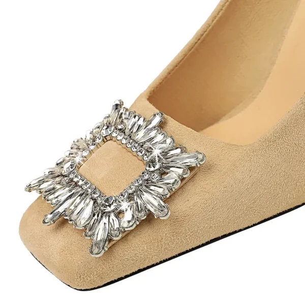Women 9cm High Heels Flock Blue Pumps - Image 4