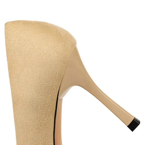 Women 9cm High Heels Flock Blue Pumps - Image 5