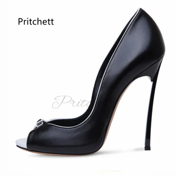 Peep Toe Hollow Super High Heels - Image 5