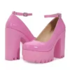 Pink Chunky Heeled Sweet Platform Pumps - Image 3
