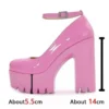 Pink Chunky Heeled Sweet Platform Pumps - Image 6