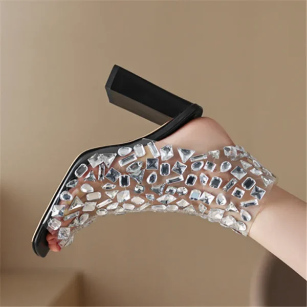 Rhinestone Crystal Bling Peep Sandals - Image 5