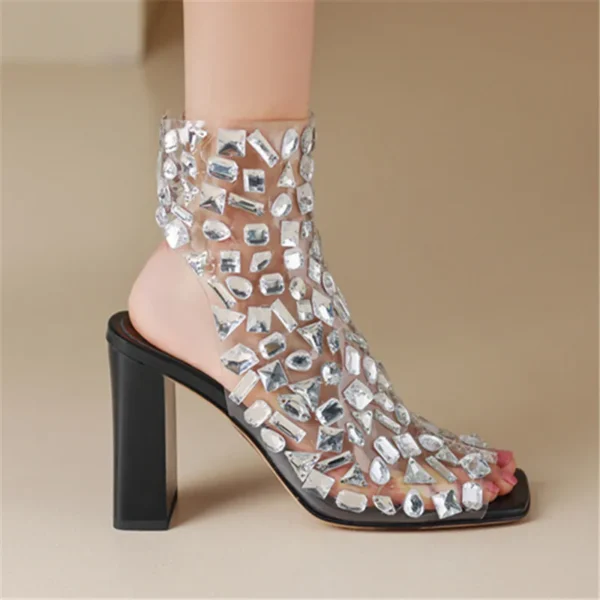 Rhinestone Crystal Bling Peep Sandals - Image 6