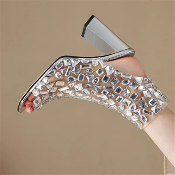 Rhinestone Crystal Bling Peep Sandals