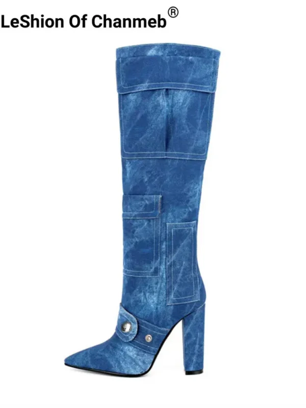 Sexy Stiletto Women Knee-high Boots Military Camouflage - Image 5