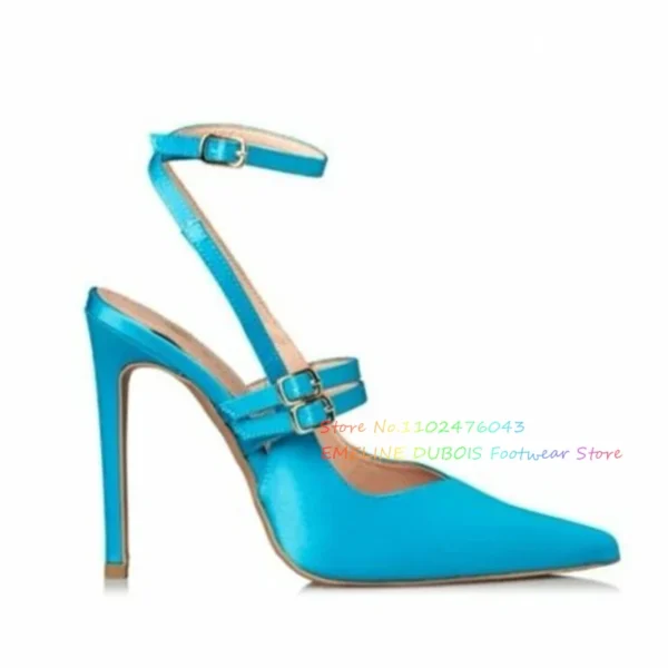 Slingback Pumps Satin Women Sexy Pointed Toe Stilettos - Image 4