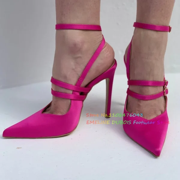 Slingback Pumps Satin Women Sexy Pointed Toe Stilettos - Image 6