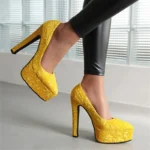 Solid Color Textured Upper Super High Heels