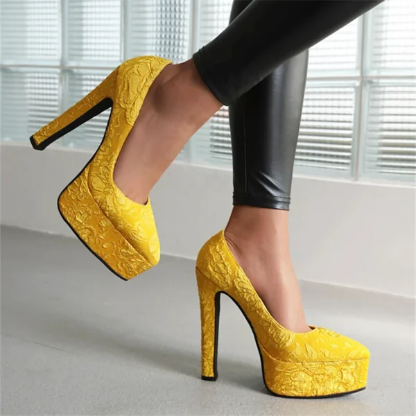 Solid Color Textured Upper Super High Heels