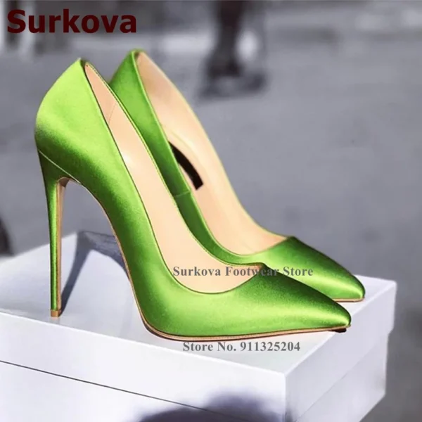 Sexy Satin Fabric 12cm High Heel Shoes - Image 3