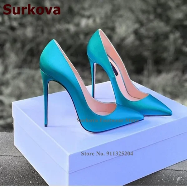 Sexy Satin Fabric 12cm High Heel Shoes - Image 4