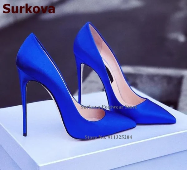 Sexy Satin Fabric 12cm High Heel Shoes