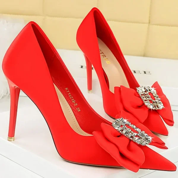 Women 10.5cm Red Pointed Toe Pumps