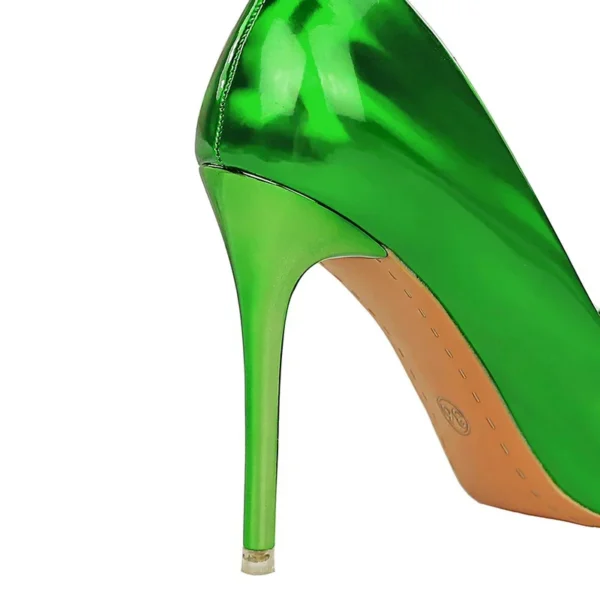 Women 10.5cm Sexy Rhinestone Crystal Green Pumps - Image 6