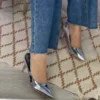 Women Mteallic Patent Bronze Leather Pumps - Image 2