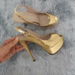 14CM Platform Crocodile Pattern Open Toe Sandals