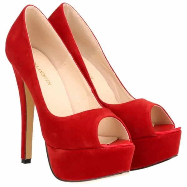 Peep Toe Velvet Pumps - Image 3
